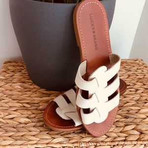 Cute off white colored sandals!
